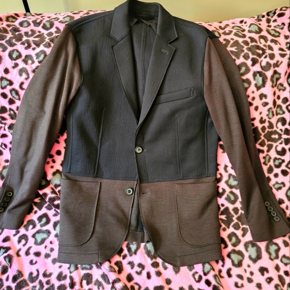Navy and brown Lanvin Paris single breasted flet jacket